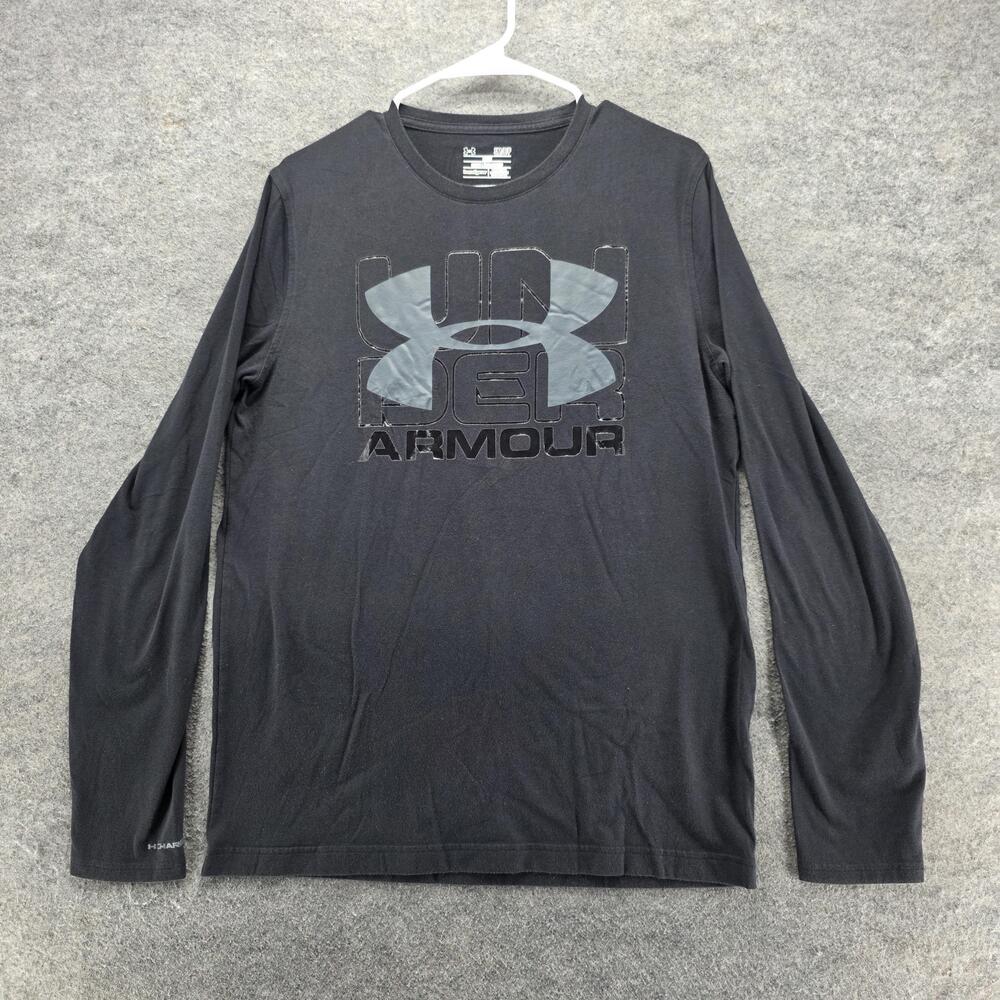 Under Armour Shirt Mens S Black Long Sleeve HeatGear Crew Neck Moisture Wicking